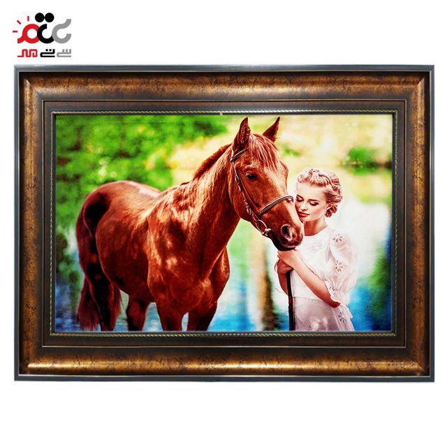 تابلو فرش چاپی طرح اسب کد 13303 سایز 100×70 سانتی متری