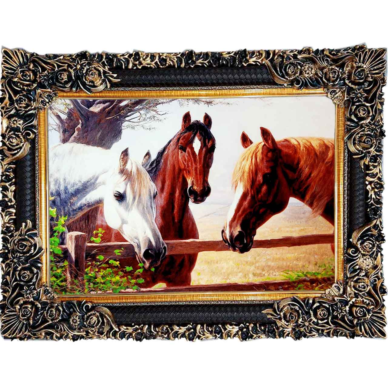 تابلو فرش چاپی طرح اسب کد 14020 سایز 100×70 سانتی متری