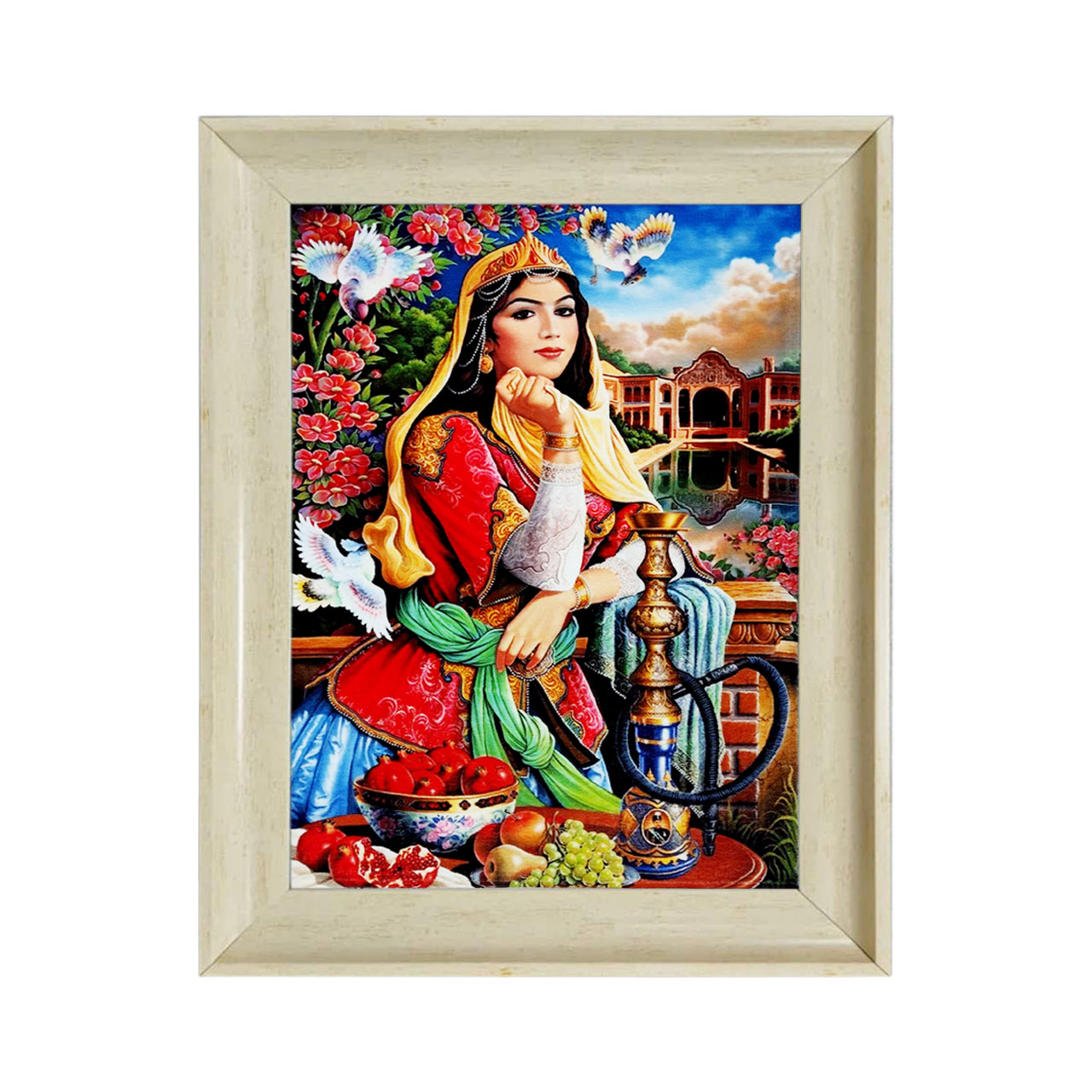 تابلو فرش چاپی طرح بانو کد 13010 سایز 60×40 سانتی متری