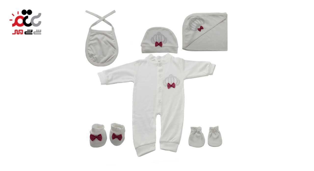 ست لباس نوزادی 7 تکه بیمارستانی میلاد طرح تاج
