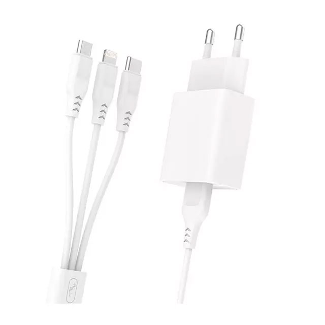 شارژر اسکای دلفین مدل SC36E به همراه کابل شارژ لایتنینگ/USB-C/MicroUSB
