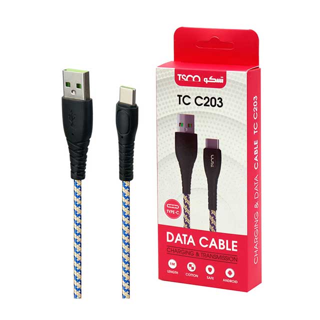 کابل تبدیل USB به USB-C تسکو مدل TCC 203 طول 1 متر‎ی