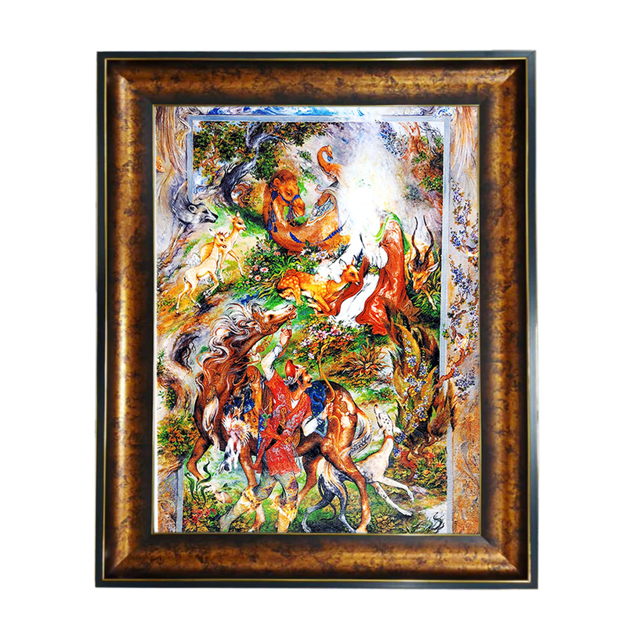 تابلو فرش چاپی طرح مینیاتوری کد 16017 سایز 50×70 سانتی متری