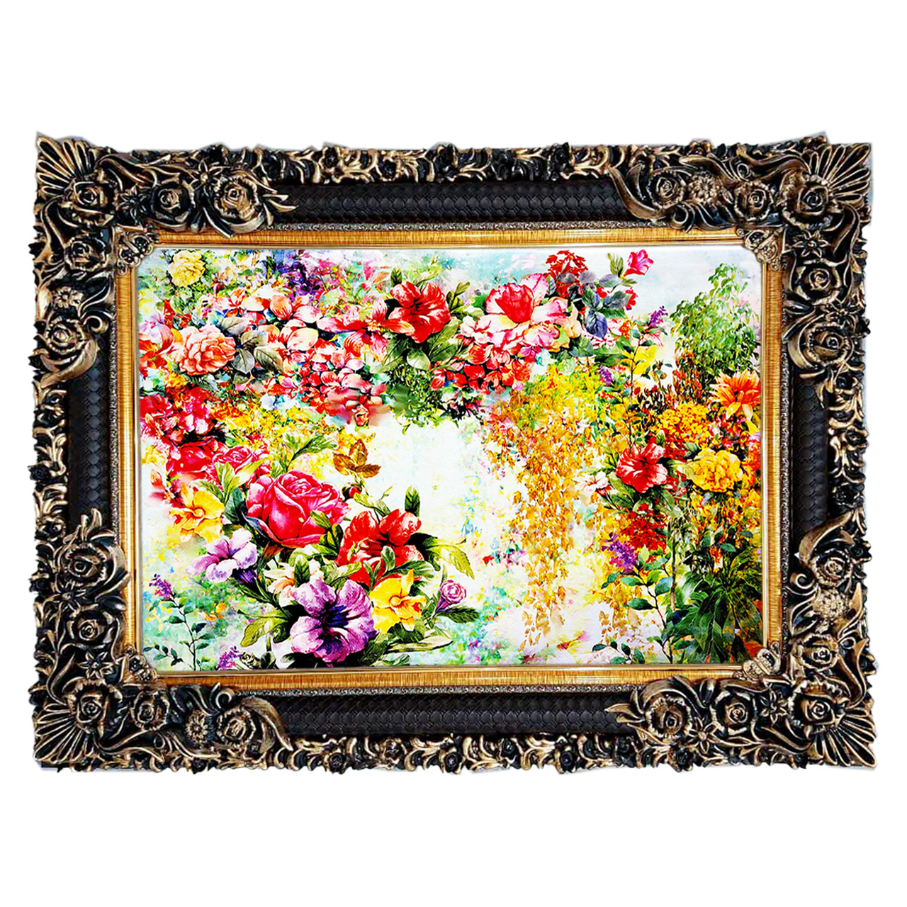 تابلو فرش چاپی طرح گل کد 12028 سایز 70×50 سانتی متری