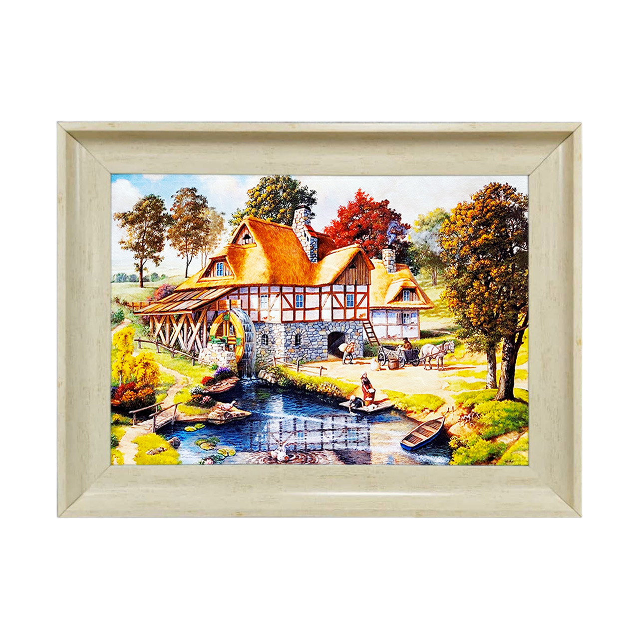 تابلو فرش چاپی طرح کلبه کد 10160 سایز 50×35 سانتی متری