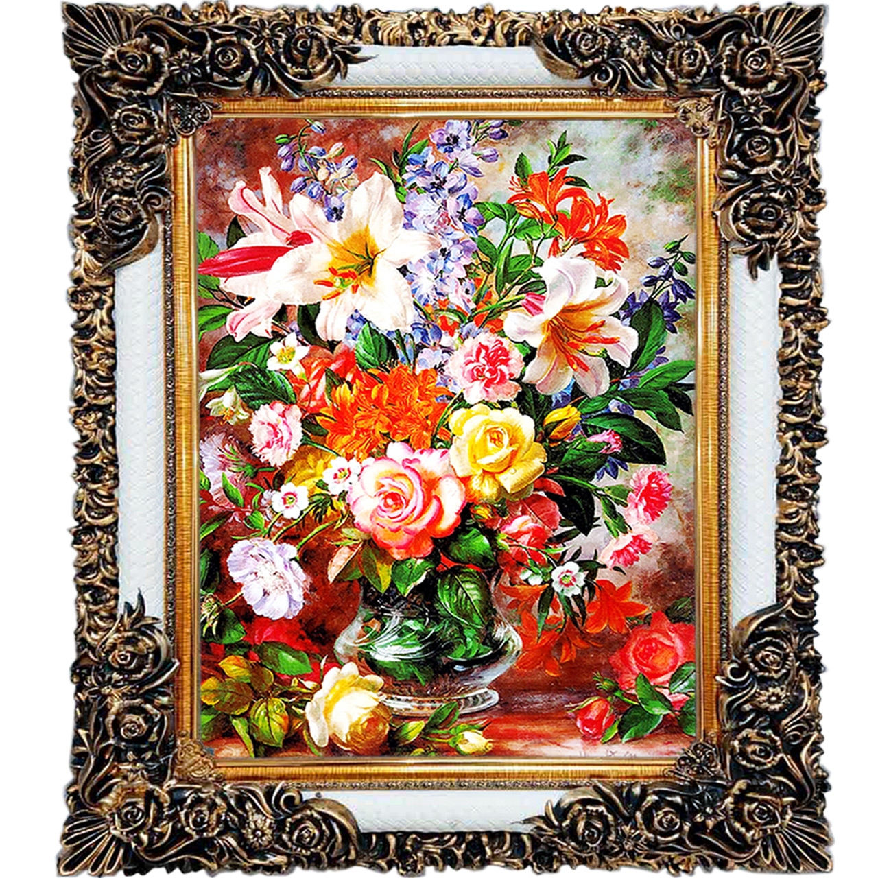 تابلو فرش چاپی طرح گل کد 12304 سایز 100×70 سانتی متری