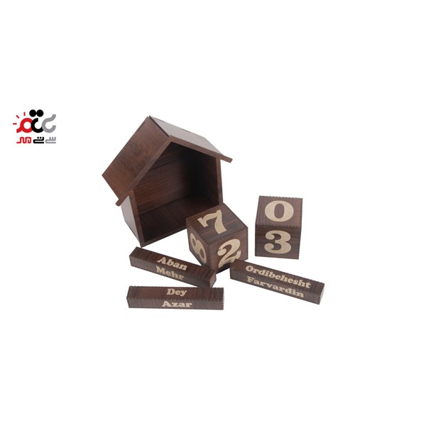 تقویم رومیزی چوبی طرح کلبه کد 512