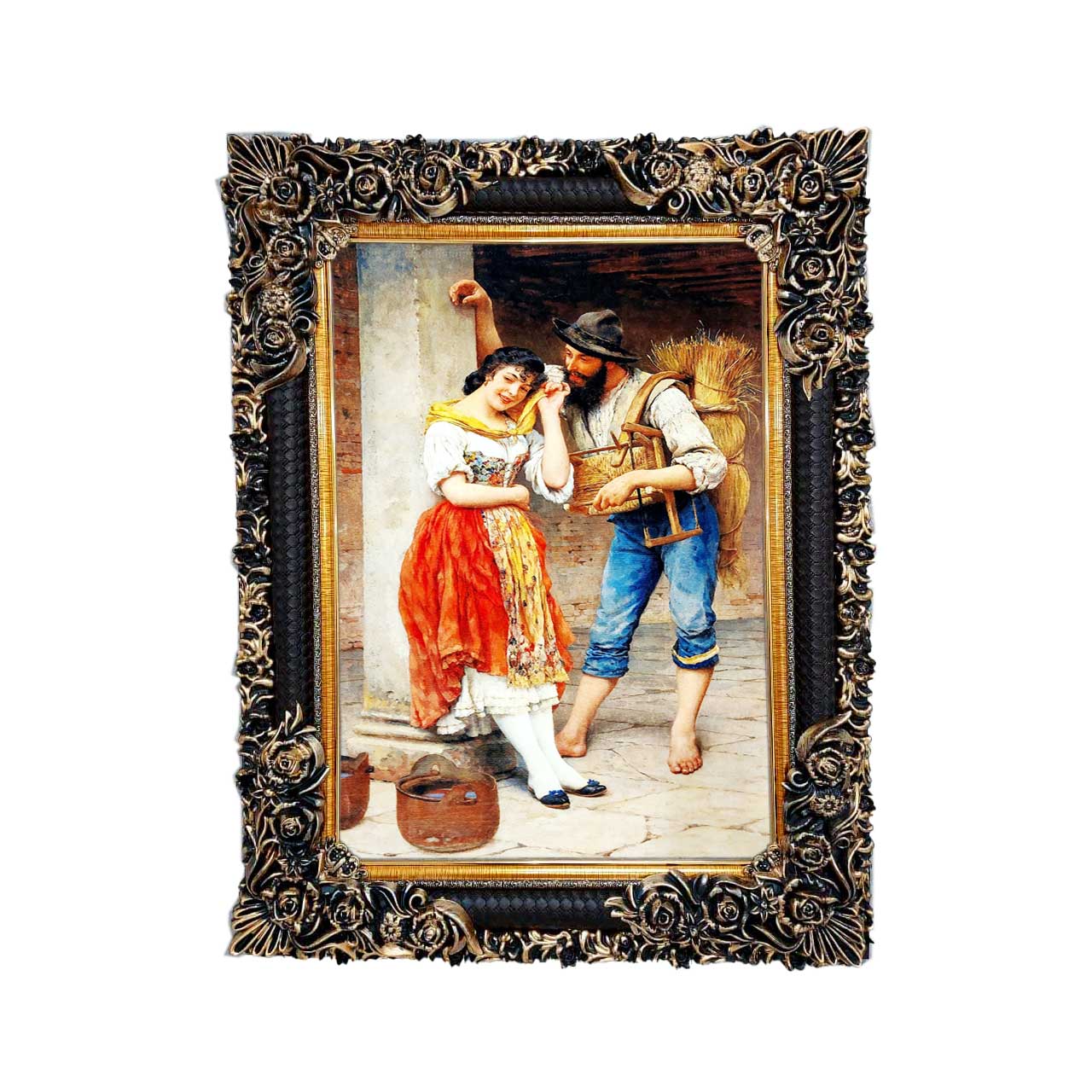 تابلو فرش چاپی طرح زوج کد 13022 سایز 50×35 سانتی متری