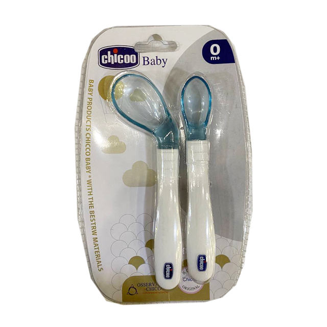 قاشق غذاخوری سیلیکونی سرکج و ساده چیکو بسته دو عددی