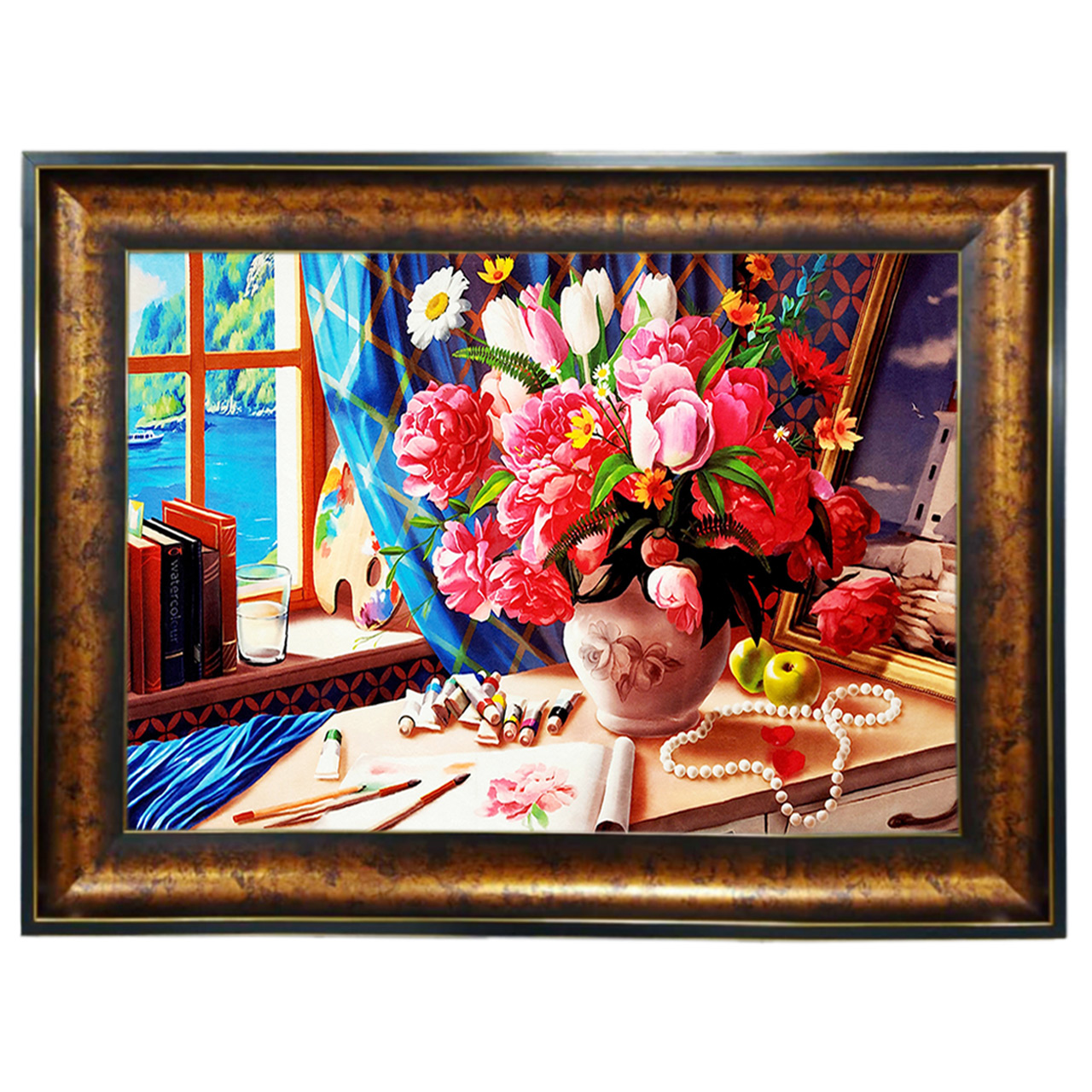 تابلو فرش چاپی طرح گل کد 12003 سایز 100×50 سانتی متری