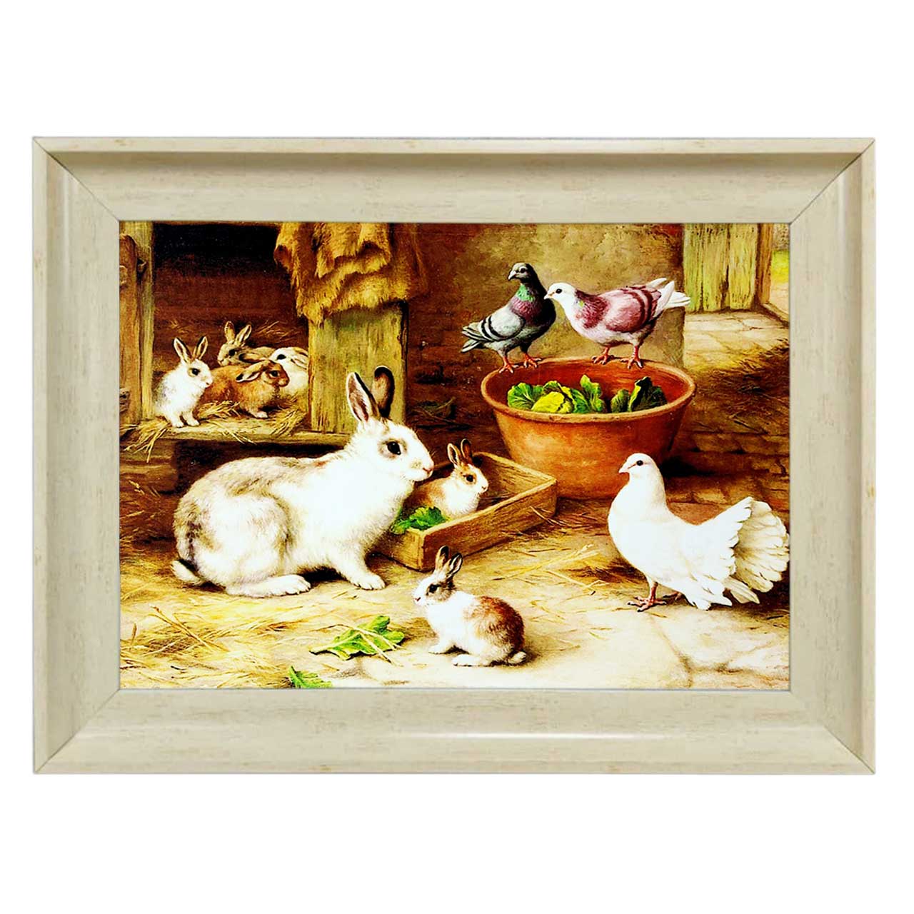 تابلو فرش چاپی طرح خرگوش کد 14068 سایز 70×50 سانتی متری