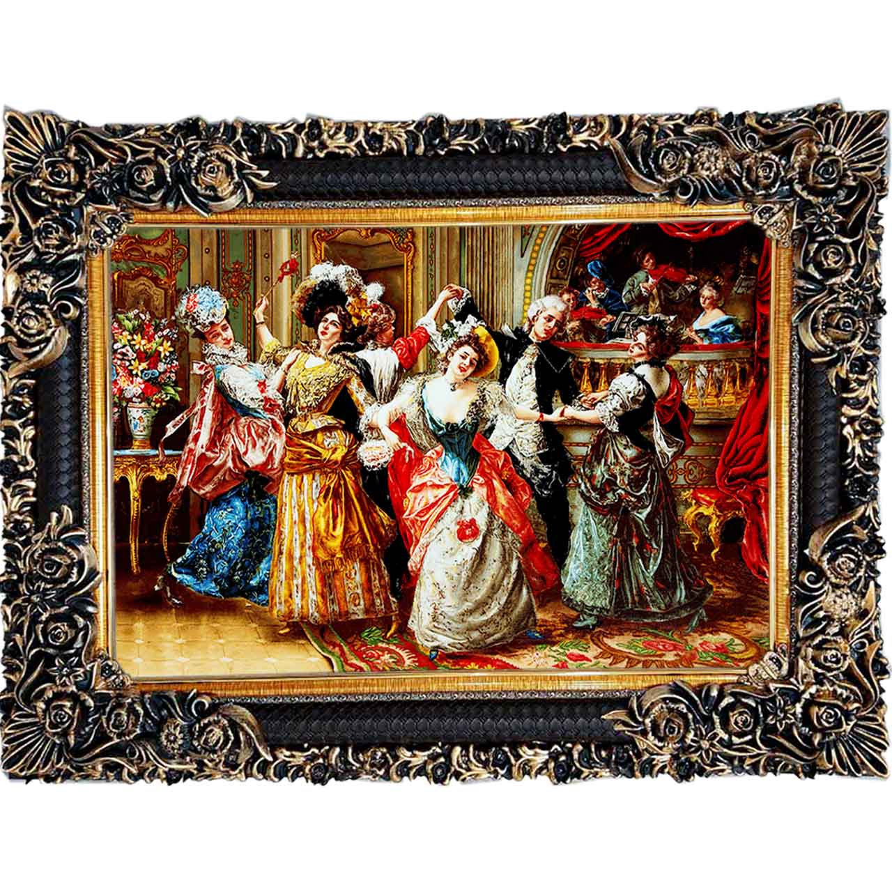 تابلو فرش چاپی طرح ضیافت کد11030 سایز 100×70 سانتی متری