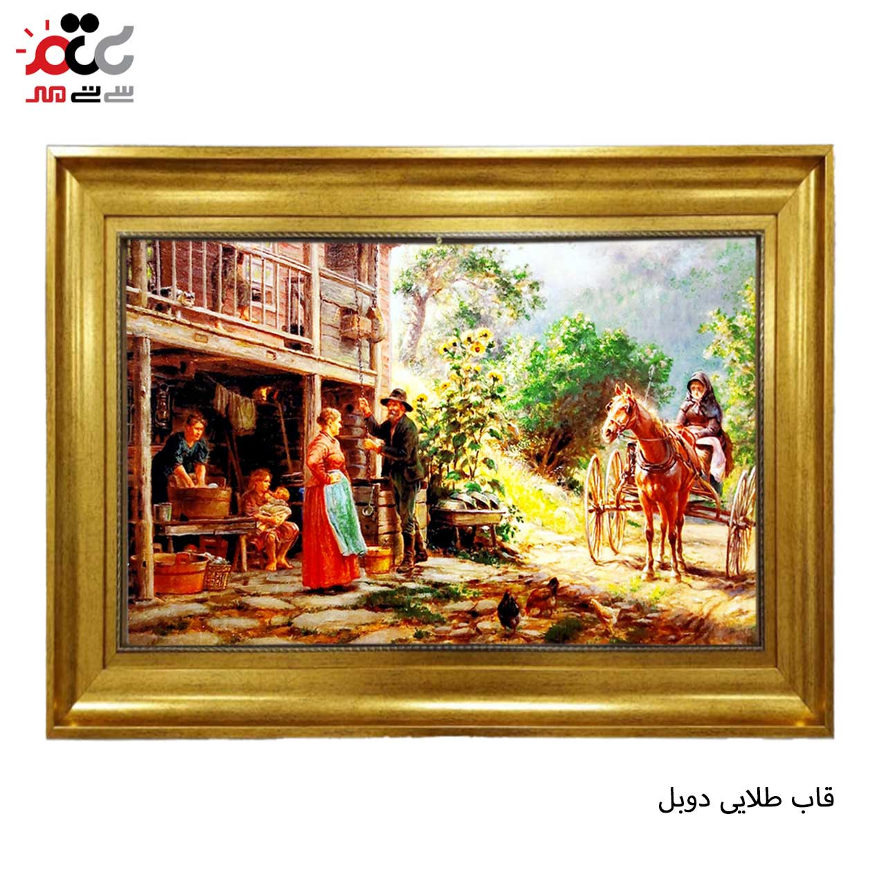 تابلو فرش چاپی طرح دهکده کد 11066 سایز 100×70 سانتی متری