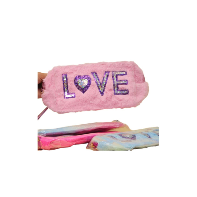 کیف آرایشی پشمالو طرح  love