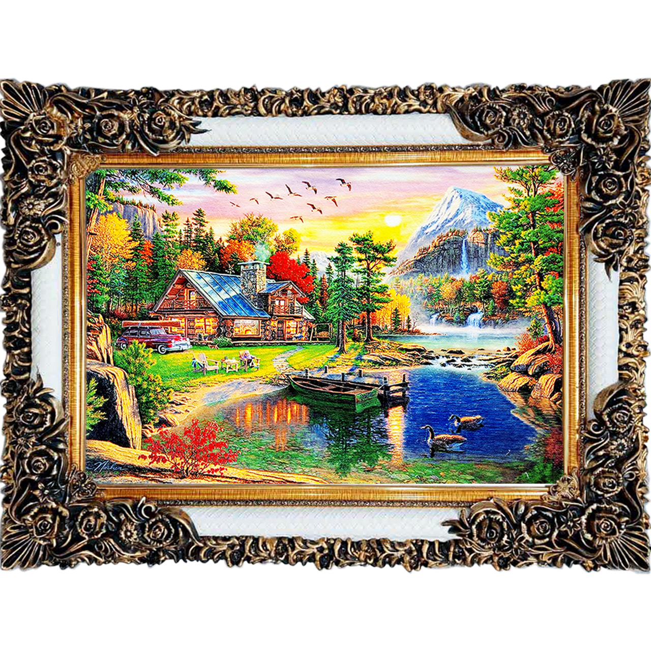 تابلو فرش چاپی طرح منظره کد 10132 سایز 100×70 سانتی متری