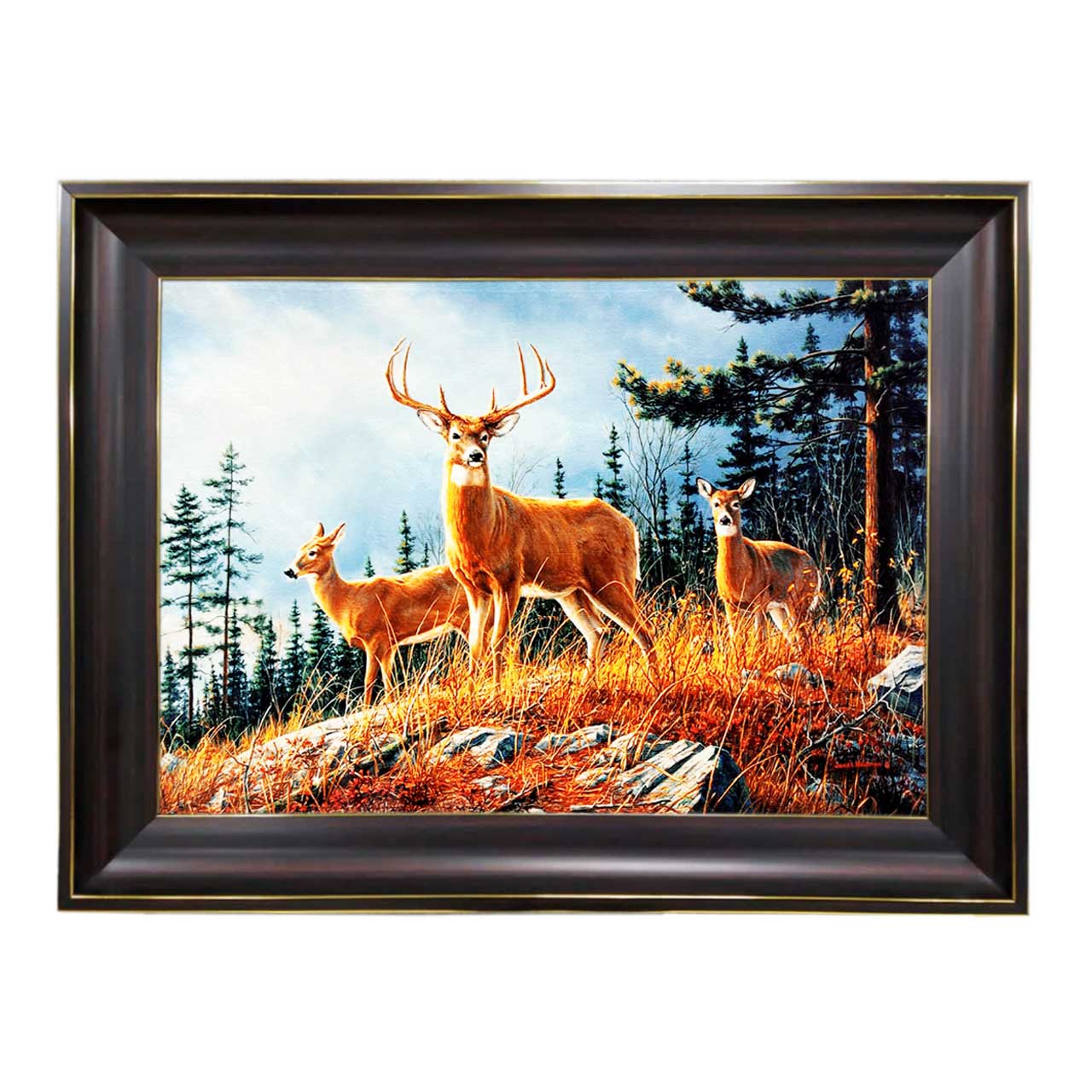 تابلو فرش چاپی طرح گوزن کد 14038 سایز 60×40 سانتی متری