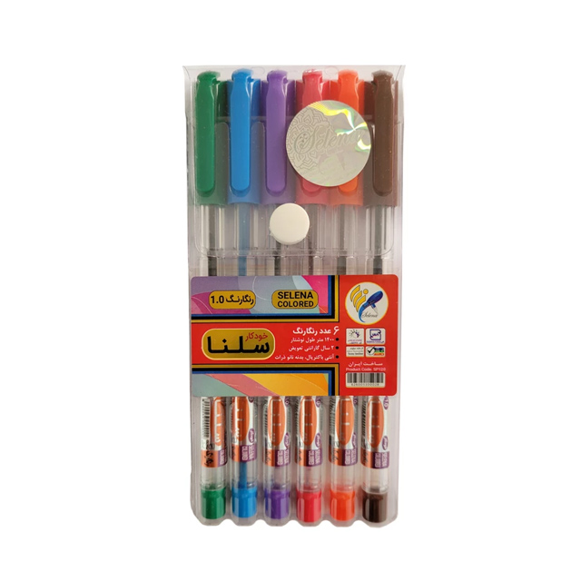 خودکار سلنا مدل رنگارنگ بسته 6 عددی