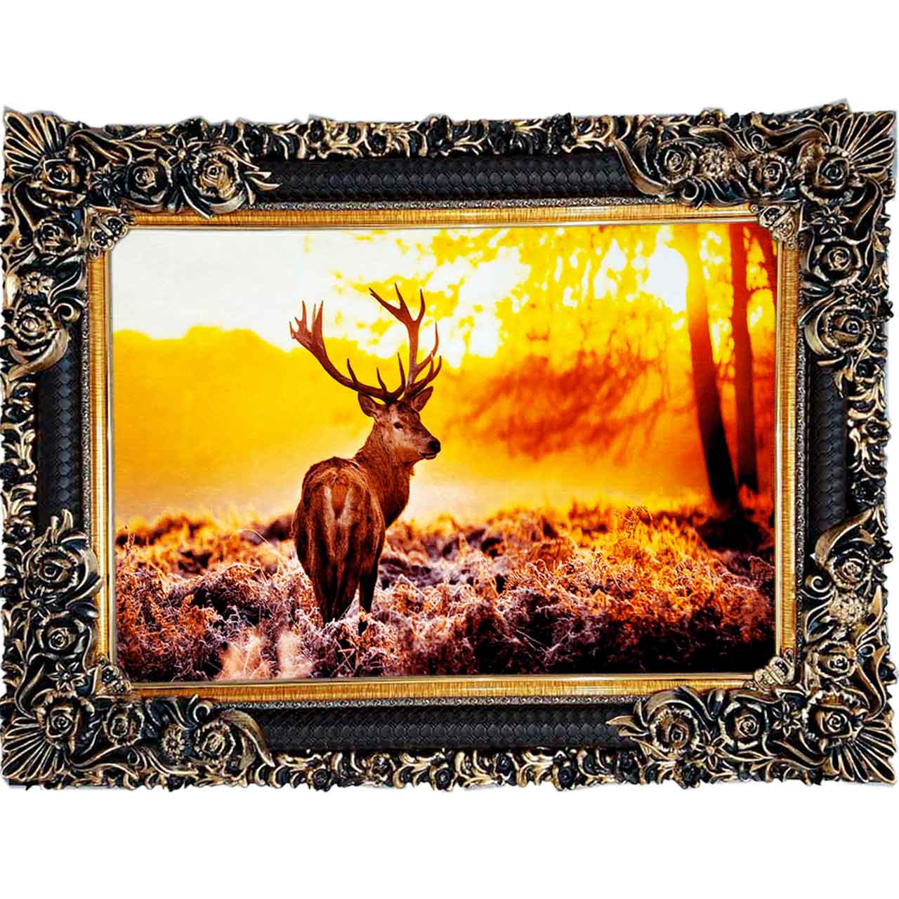 تابلو فرش چاپی طرح گوزن کد 14036 سایز 100×70 سانتی متری