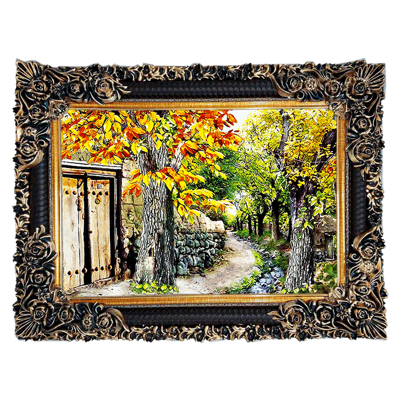 تابلو فرش طرح  کوچه باغ