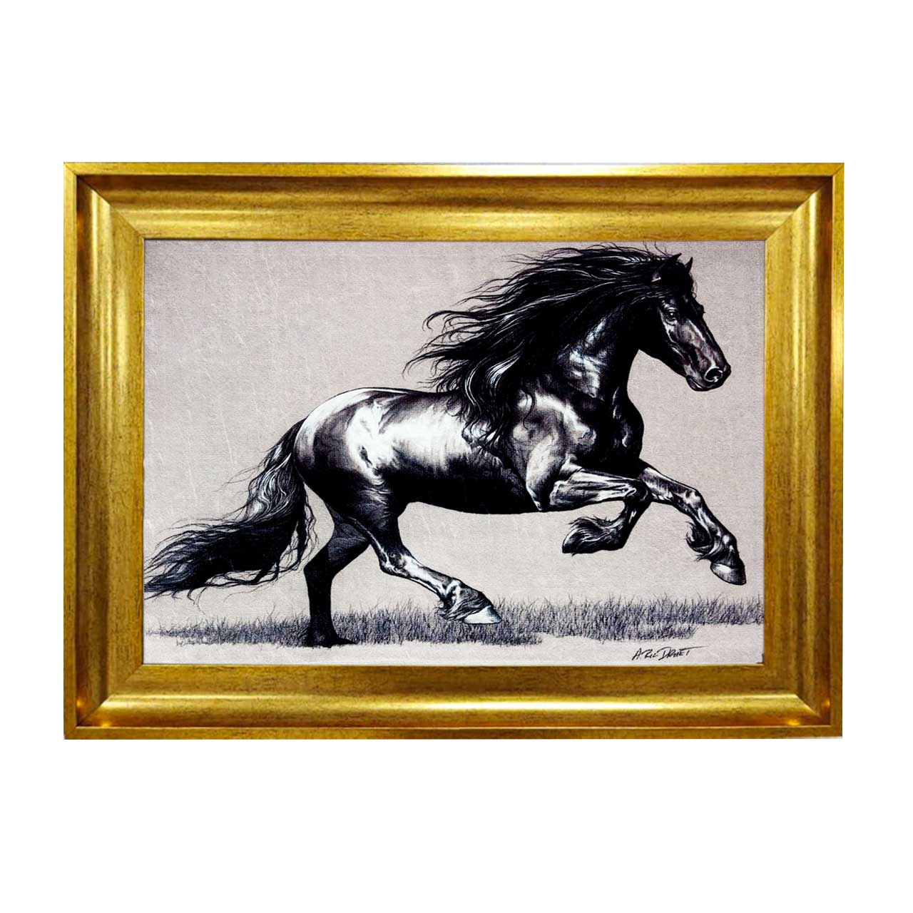 تابلو فرش چاپی طرح اسب کد 14031 سایز 50×50 سانتی متری