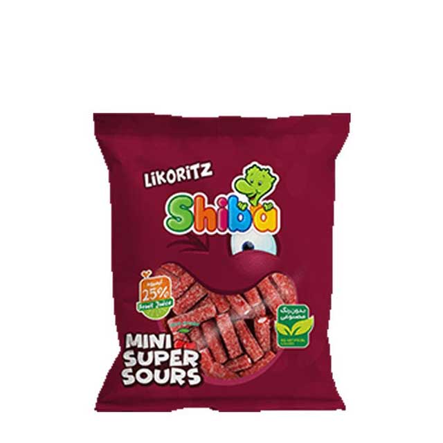پاستیل لیکوریتز انگشتی با طعم  آلبالو شیبا 140 گرمی
