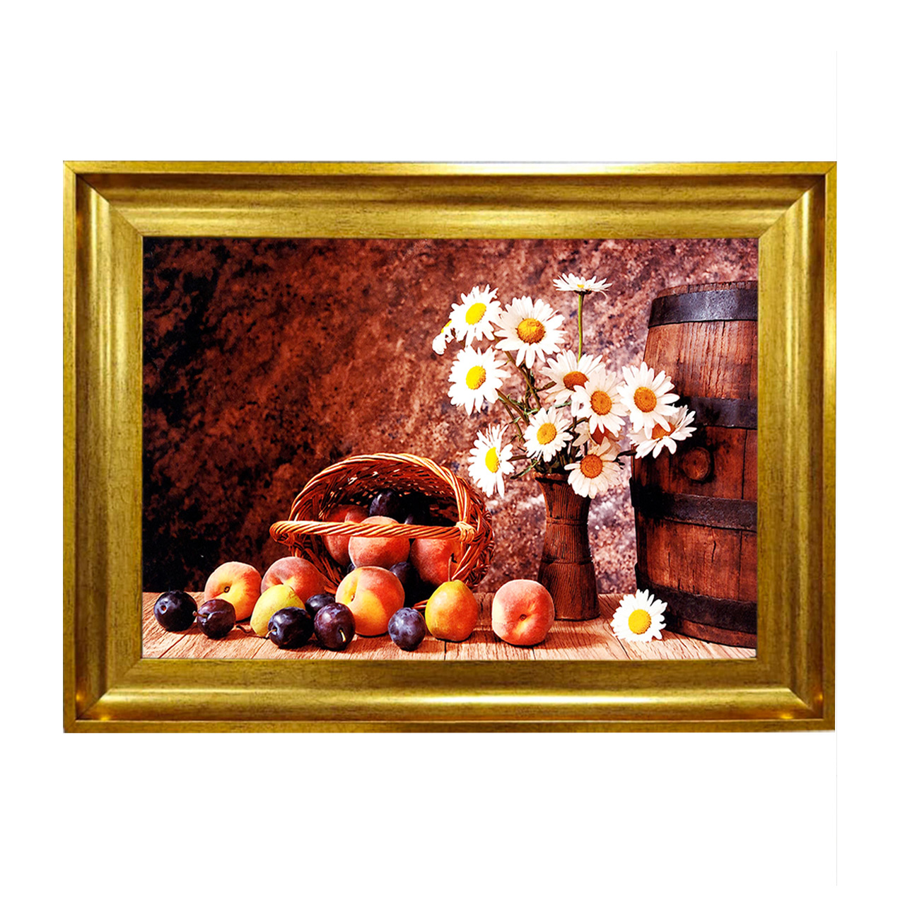 تابلو فرش چاپی طرح گل و میوه کد 12019 سایز 50×35 سانتی متری