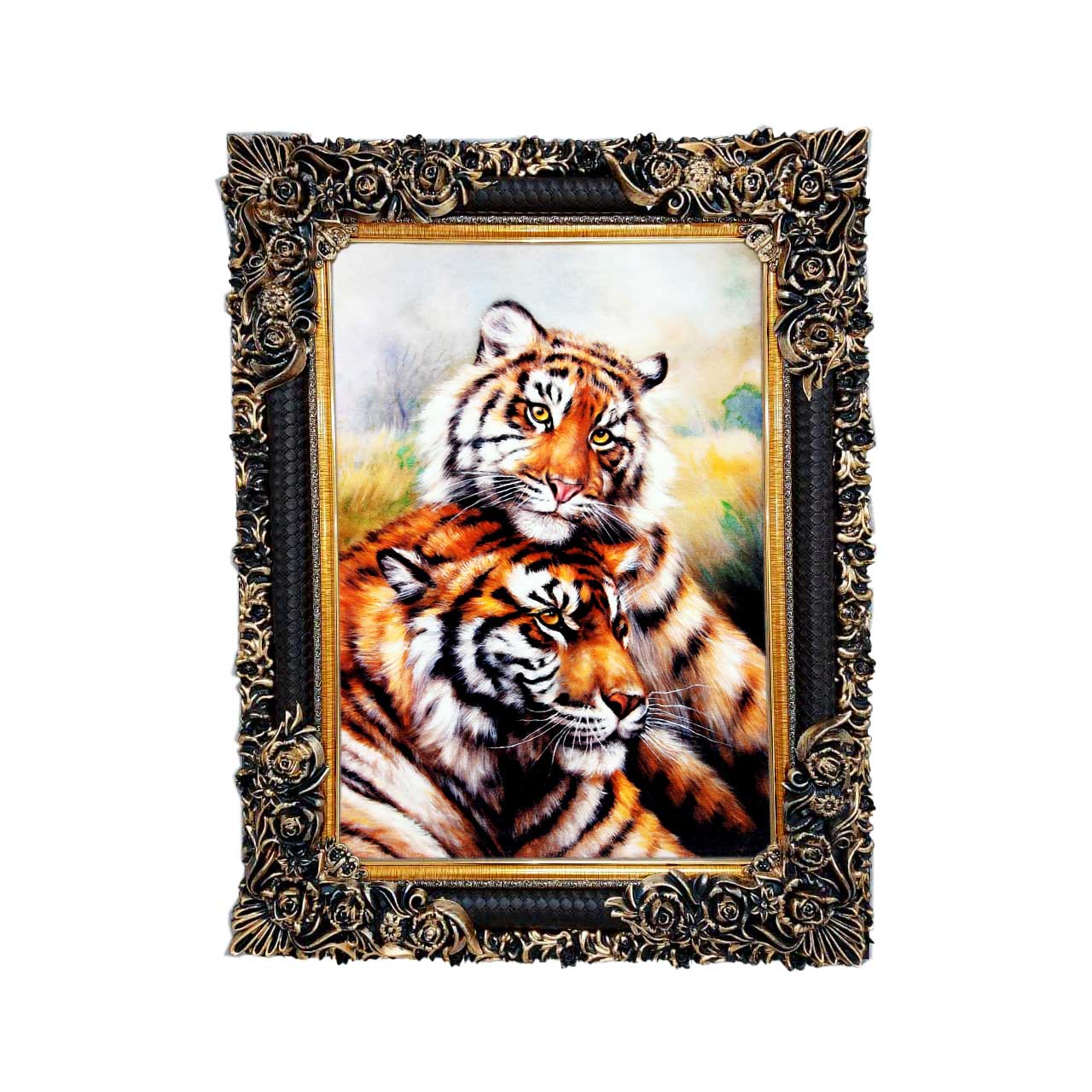 تابلو فرش چاپی طرح ببر کد 14313 سایز 50×35 سانتی متری