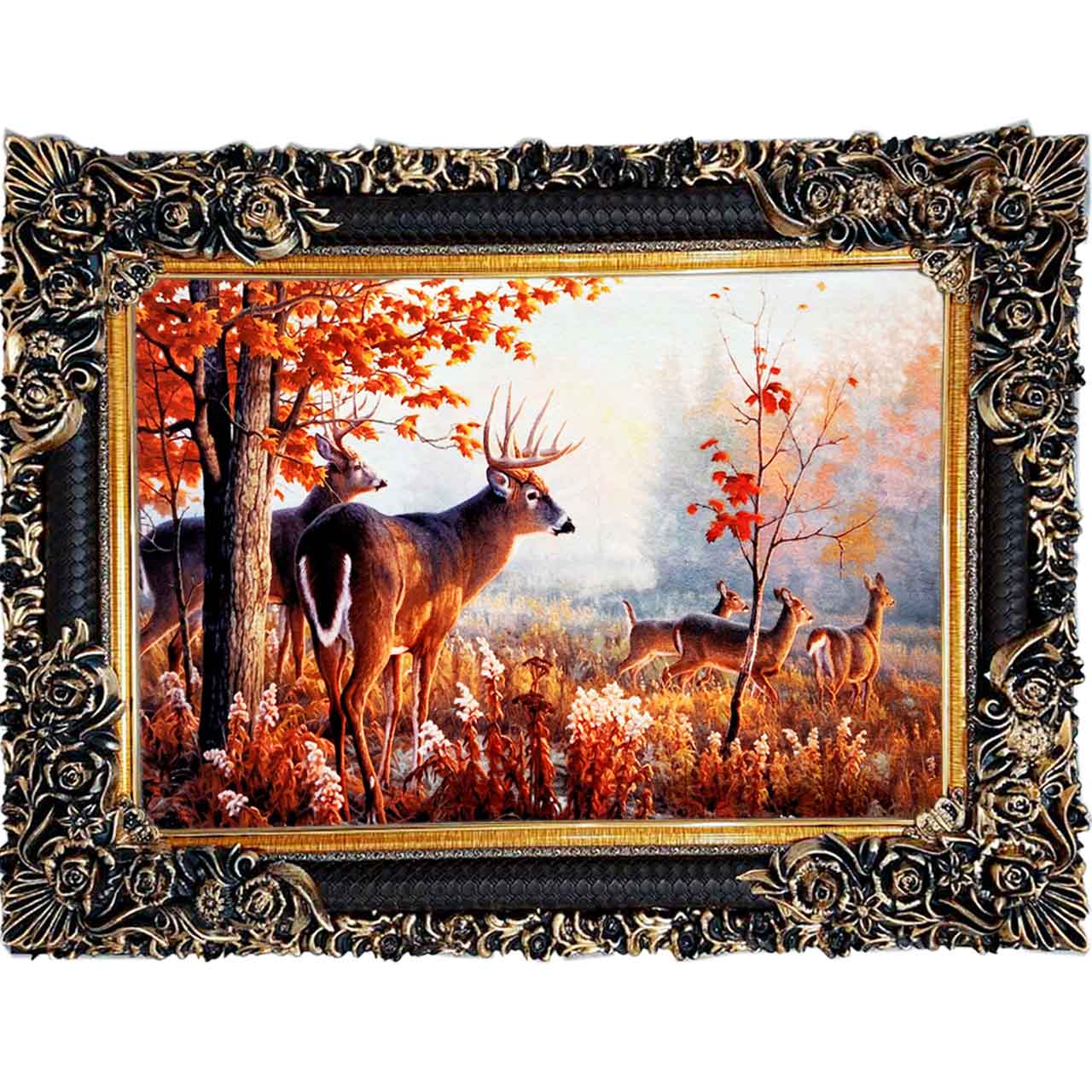 تابلو فرش چاپی طرح گوزن کد 14066 سایز 100×70 سانتی متری