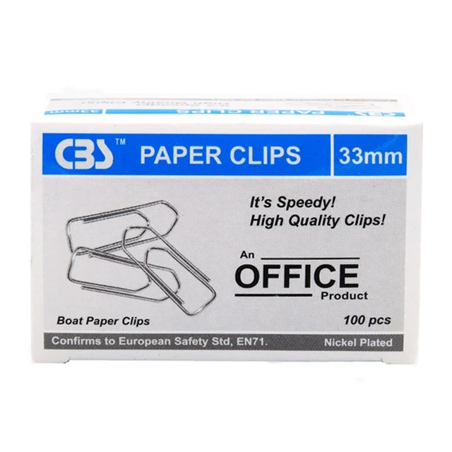 گیره کاغذ فلزی سی بی اس بسته 100 عددی