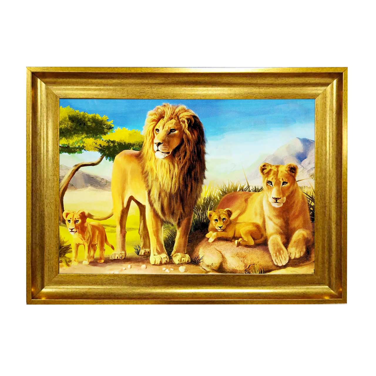 تابلو فرش چاپی طرح شیر کد 14019 سایز 50×50 سانتی متری