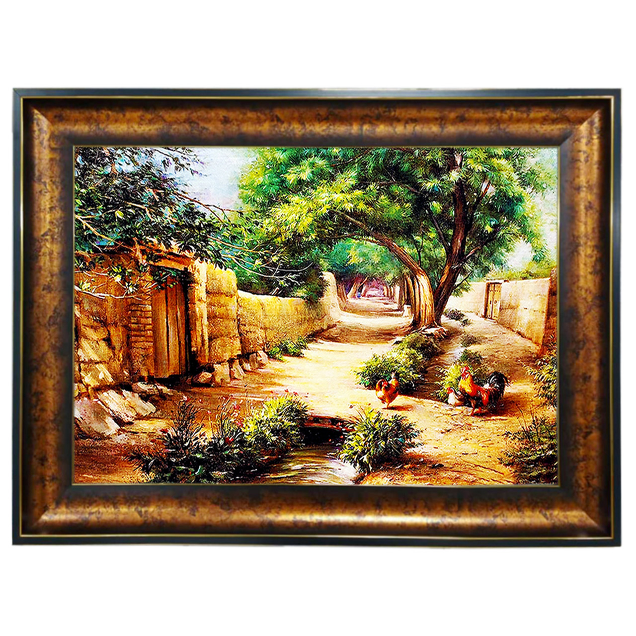 تابلو فرش چاپی طرح کوچه باغ کد 10009 سایز 100×50 سانتی متری