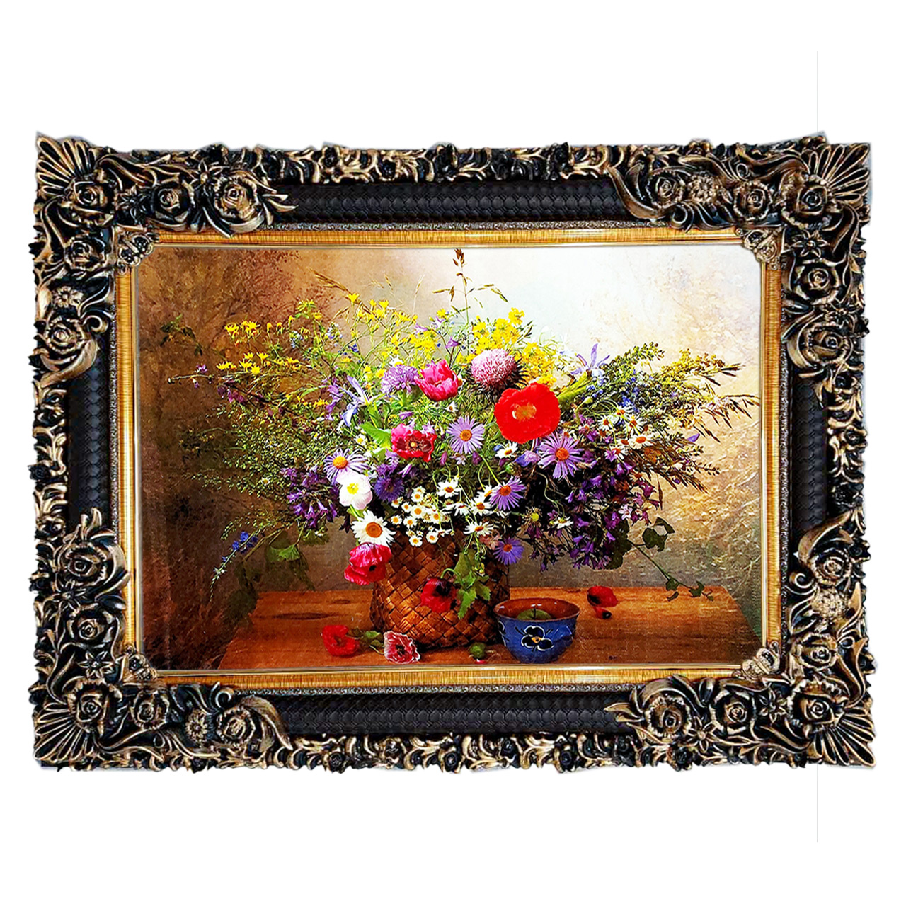 تابلو فرش چاپی طرح گل کد 12022 سایز 70×50 سانتی متری