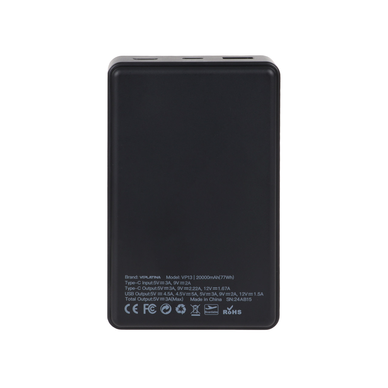پاوربانک فست شارژ VIPLATINA 20000mAh مدل VP13 22.5W - مشکی (گارانتی 18 ماه تعویض نیکان همراه)