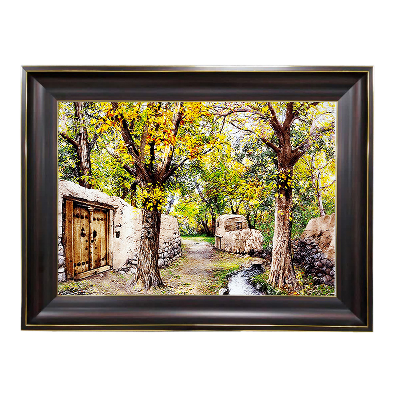 تابلو فرش چاپی طرح کوچه باغ کد 10041 سایز 60×40 سانتی متری