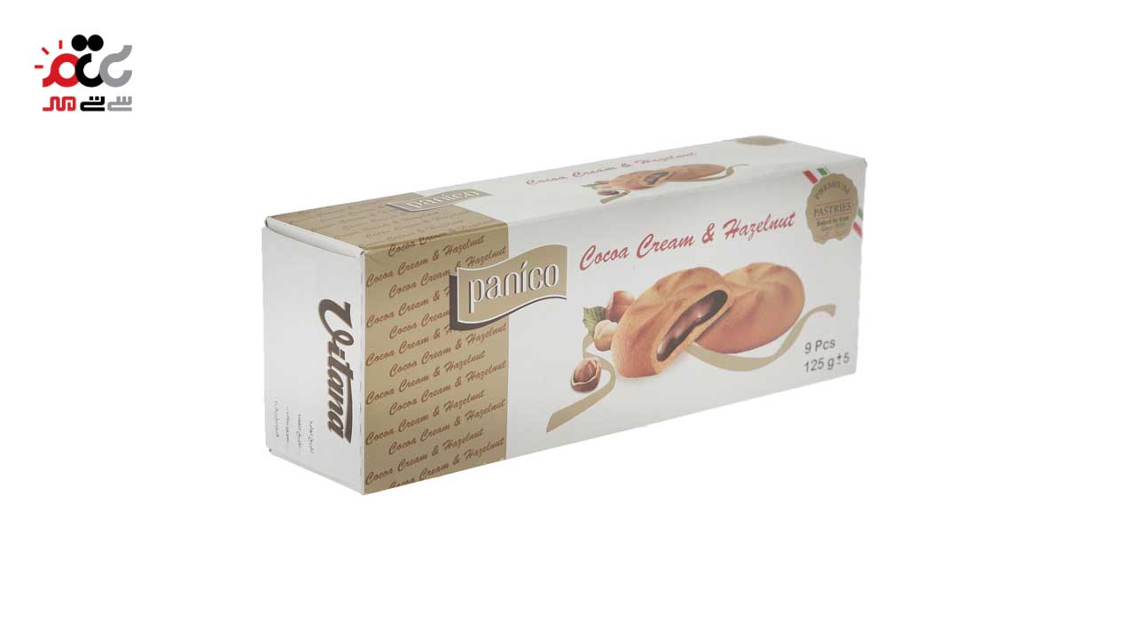 بیسکویت با مغزی کرم کاکائویی فندقی پانیکو 125 گرمی