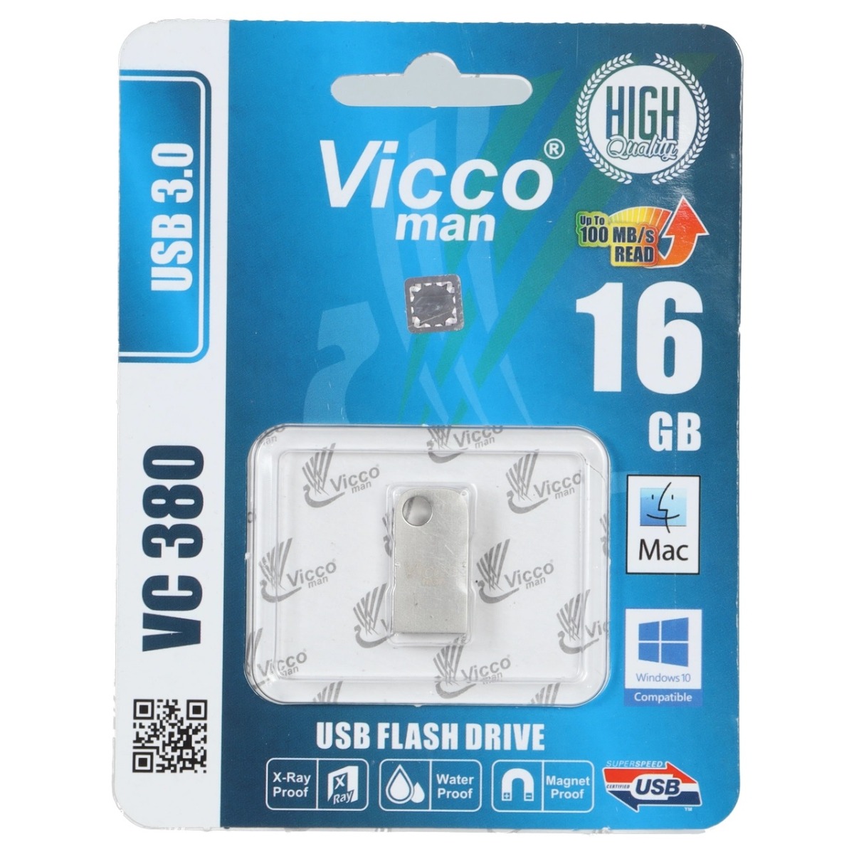 (گارانتی مادام العمر رایانه نوین سگال) نقره ای Vicco man VC380 S USB3.0 Flash Memory - 16GB