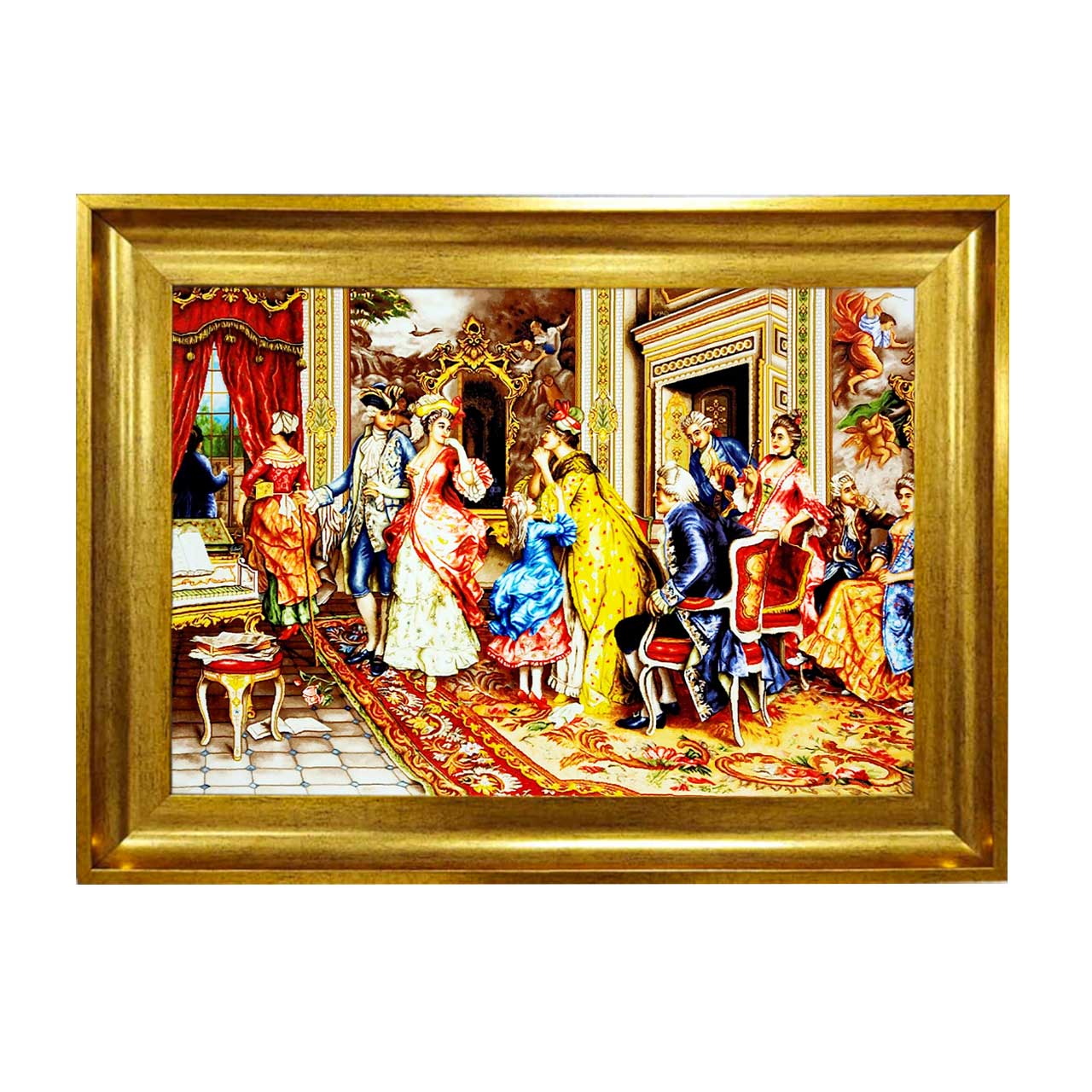 تابلو فرش چاپی طرح ضیافت کد 11003 سایز 50×50 سانتی متری