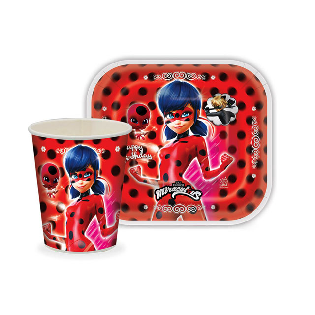 تم تولد پک بشقاب و لیوان دخترانه مدل دختر کفشدوزکی 20 عددی