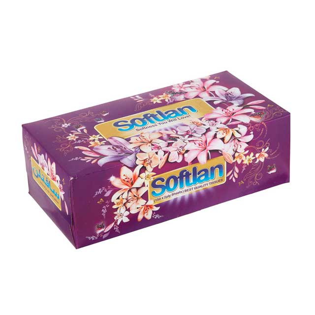 دستمال کاغذی جعبه ای سافتلن سری باغ بهشت 150 برگ دو لایه