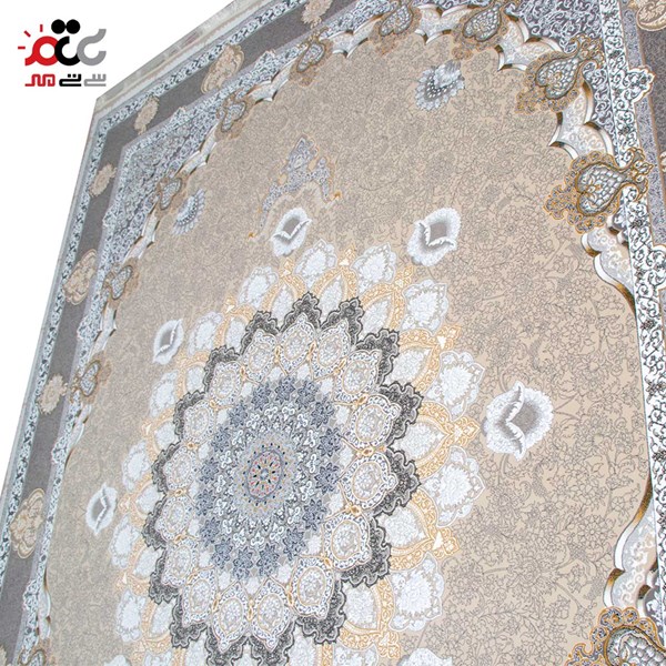 فرش ماشینی طرح بژ حاشیه سیلور کد 1439