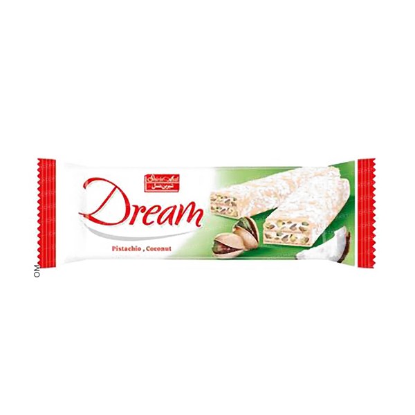 ویفر با خلال پسته و روکش شکلات سفید  دریم شیرین عسل 50 گرمی