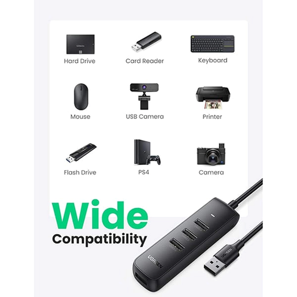 هاب 4 پورت UGREEN USB3.0 مدل80657-CM416 - مشکی (گارانتی 18 ماهه آسان پیشرو)