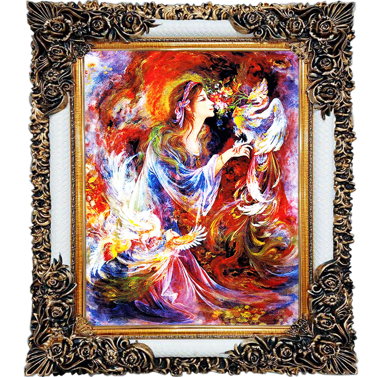 تابلو فرش چاپی طرح مینیاتوری کد 16005 سایز 70×100 سانتی متری