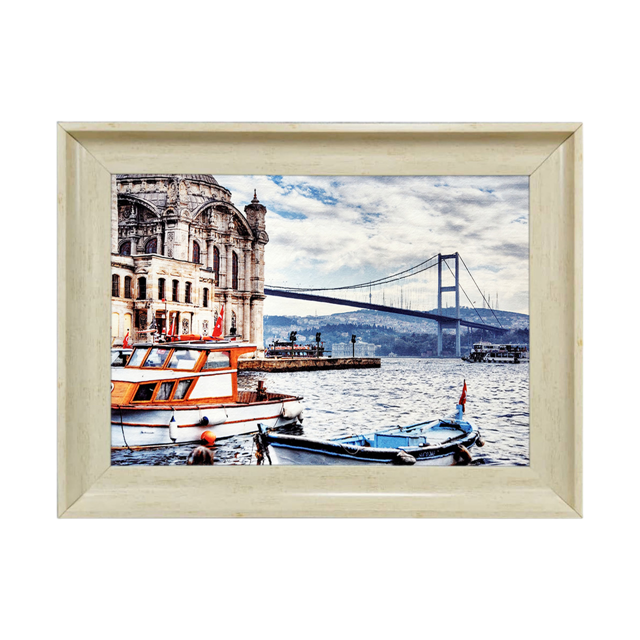 تابلو فرش چاپی طرح کشتی کد 10074 سایز 50×35 سانتی متری