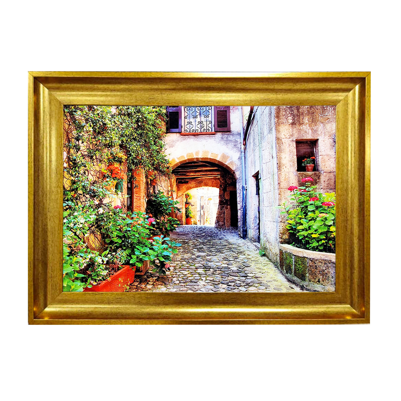 تابلو فرش چاپی طرح کوچه باغ کد 10148 سایز 50×50 سانتی متری