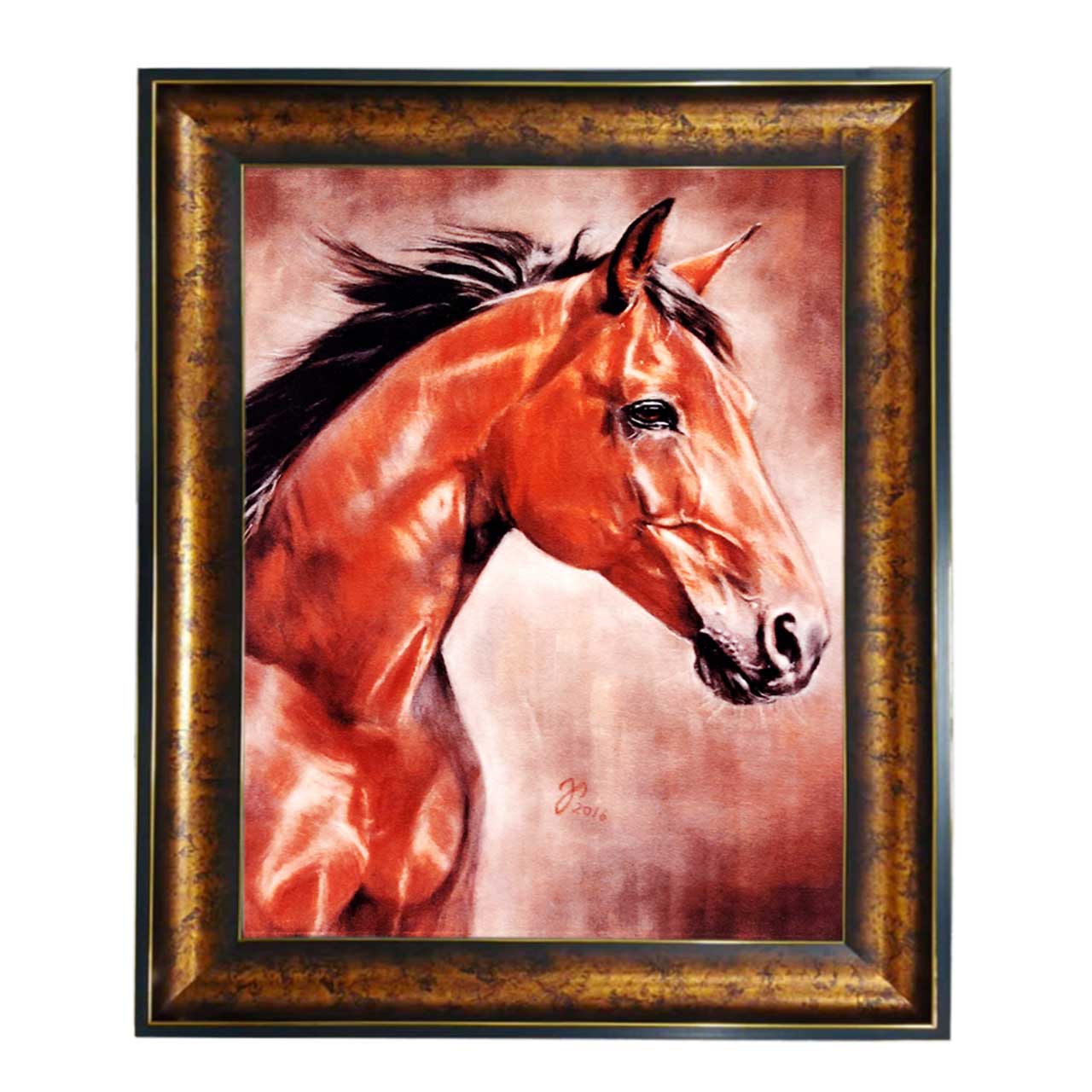 تابلو فرش چاپی طرح اسب کد 14615 سایز 100×50 سانتی متری