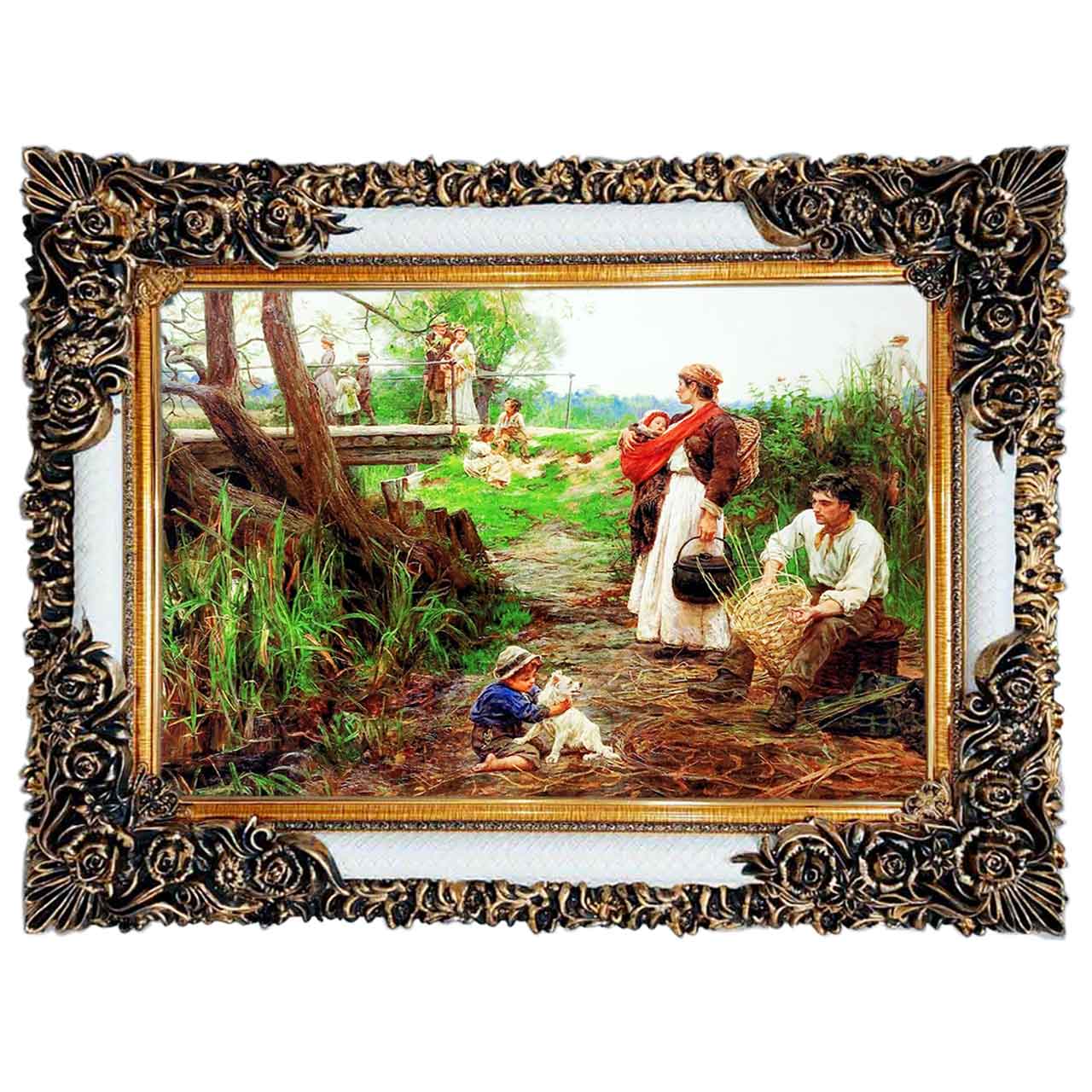 تابلو فرش چاپی طرح خانواده کد 11083 سایز 100×50 سانتی متری