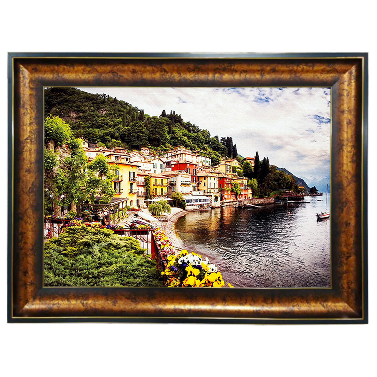 تابلو فرش چاپی طرح دریاچه کد 10007 سایز 100×50 سانتی متری