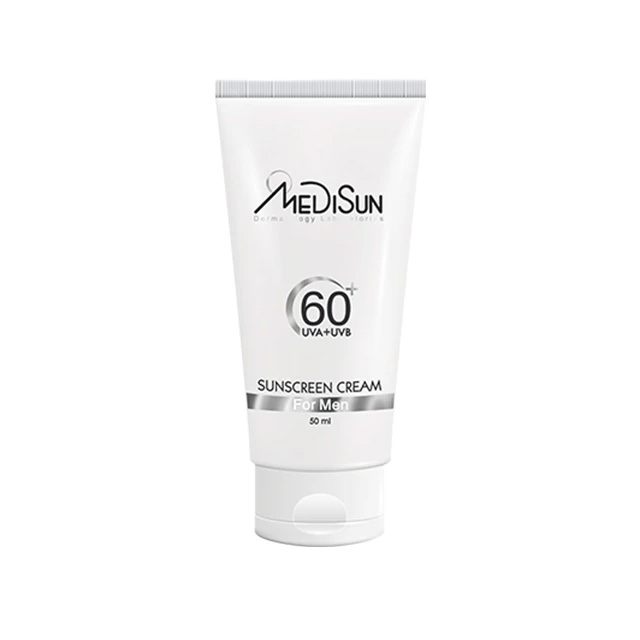 کرم ضد آفتاب بی رنگ آقایان مدیسان مدل SPF 60 مناسب انواع پوست 