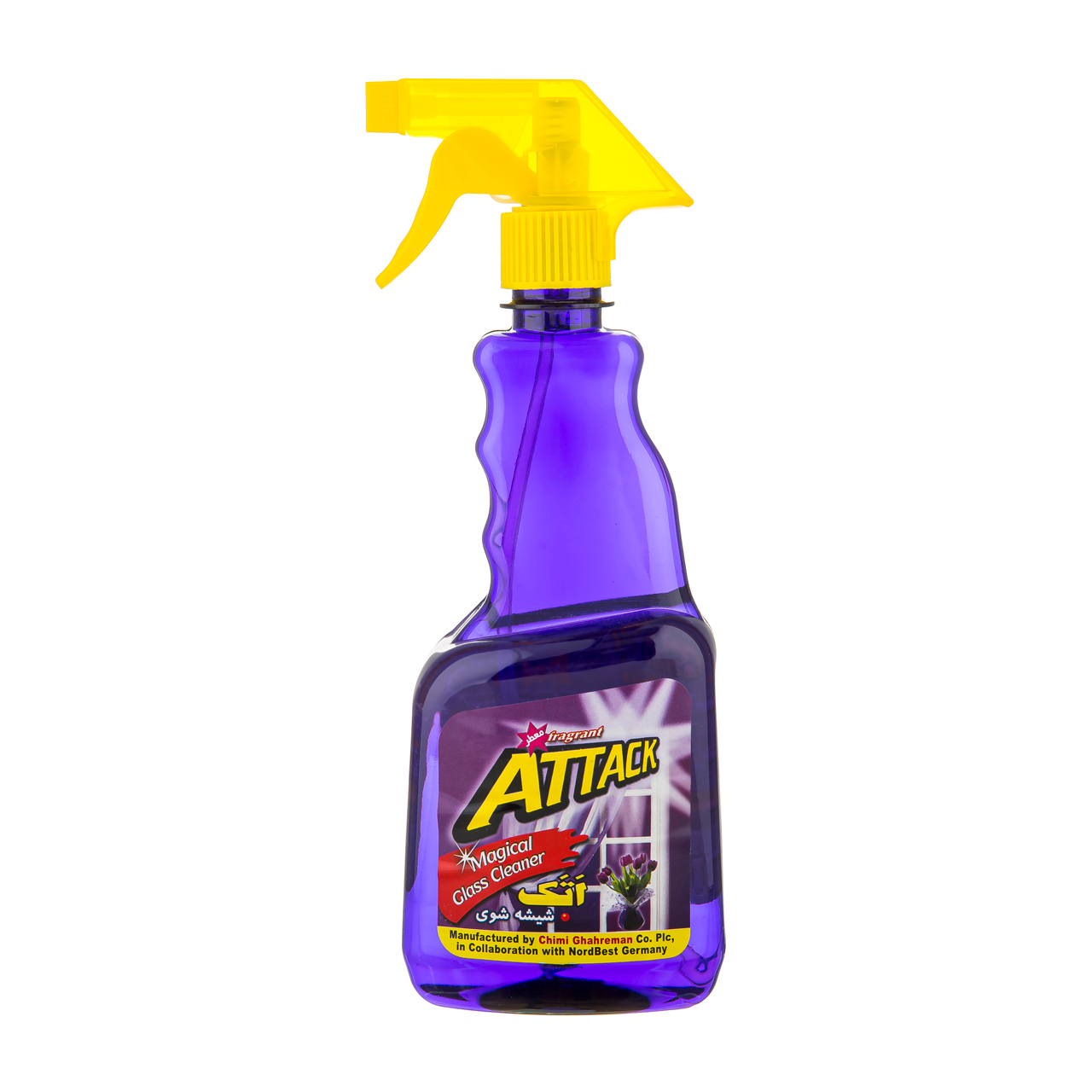 اسپری شیشه پاک کن معطر بنفش اتک 750 میلی لیتری